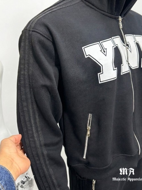 Premium Quality Custom Logo Tracksuit Zip Up Hoodies Front On Screen printing & Wide Leg Sweatpants