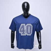 Mens Blue Short Sleeve V-Neck Jersey With Number 40 Heat Transfer Print Wholesale Breathable Regular Fit T-shirt