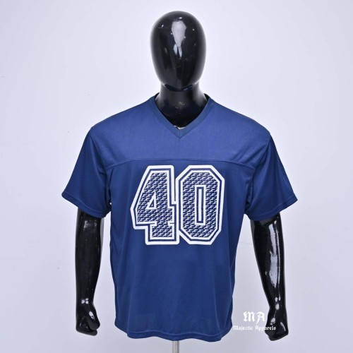 Mens Blue Short Sleeve V-Neck Jersey With Number 40 Heat Transfer Print Wholesale Breathable Regular Fit T-shirt