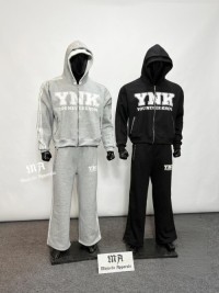 Premium Quality Custom Logo Tracksuit Zip Up Hoodies Front On Screen printing & Wide Leg Sweatpants