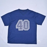 Mens Blue Short Sleeve V-Neck Jersey With Number 40 Heat Transfer Print Wholesale Breathable Regular Fit T-shirt