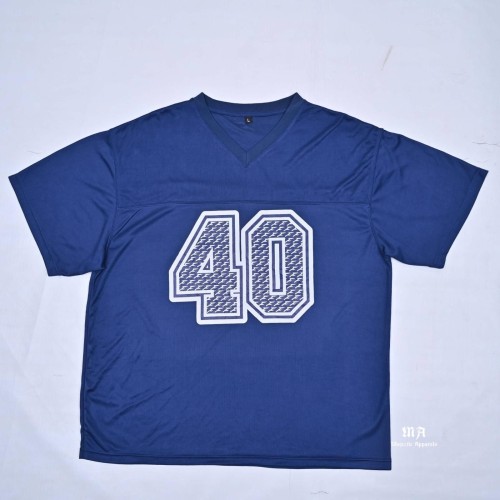 Mens Blue Short Sleeve V-Neck Jersey With Number 40 Heat Transfer Print Wholesale Breathable Regular Fit T-shirt